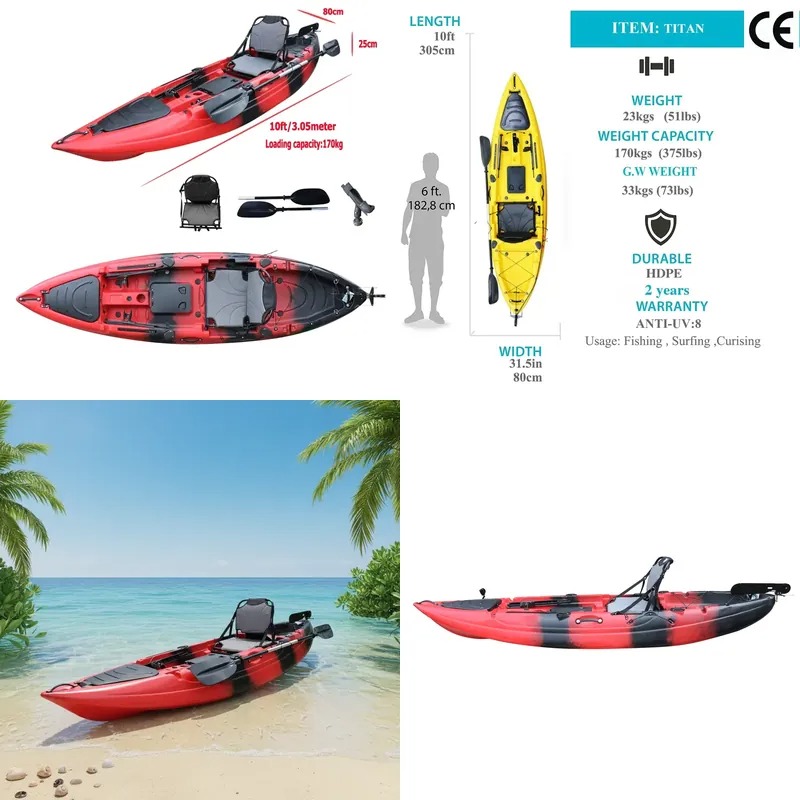 Fishing Boat Paddle - 10-футовый одноместный рыболовный каяк с электромотором,